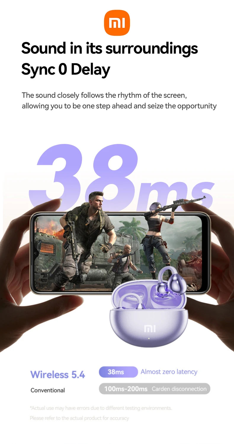 XIAOMI Mijia Wireless Earphone Open Ear M91 Ear Clip ENC Headset Bluetooth 5.4 HD Call Touch Control Headphone for Android iOS