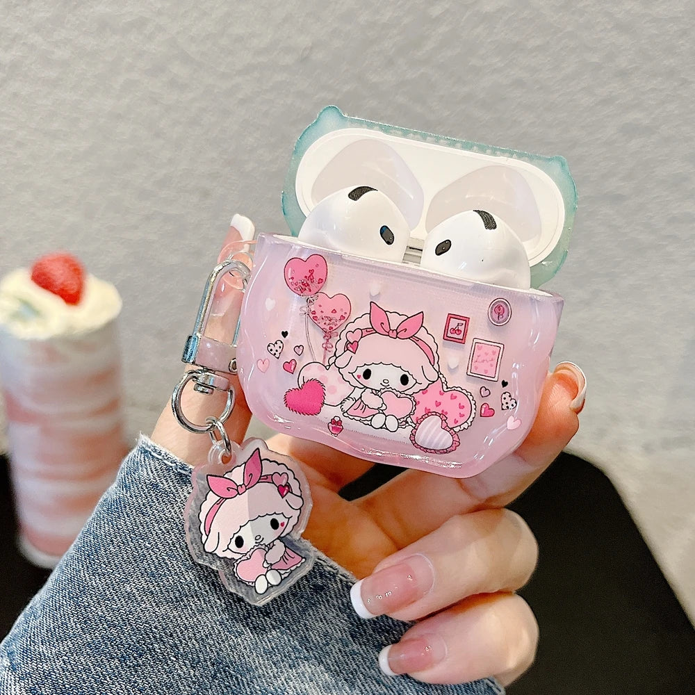 Earphone Case For Airpods 4 Pro 2 1 2 3  Cute Sanrio My Melody Piano Wireless Bluetooth Headset Protective Cover With Pendant