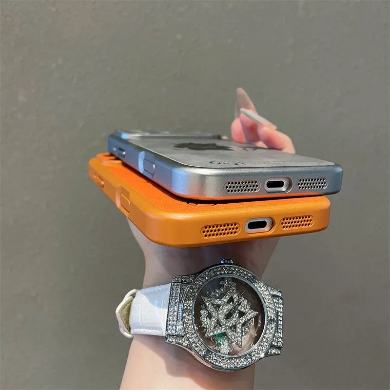 Anime Cartoon Ghost Gengar Laser Leather Texture Phone Case for iPhone 17 Air 16 15 14 13 Pro Max Shockproof Protective Cover