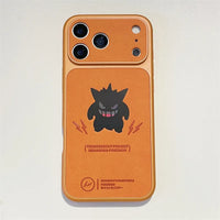 Anime Cartoon Ghost Gengar Laser Leather Texture Phone Case for iPhone 17 Air 16 15 14 13 Pro Max Shockproof Protective Cover