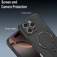 Bracket Holder Magnetic Phone Case for iPhone 16 15 14 13 12 11 Pro Max Plus 16e Matte Armor Kickstand Holder Back Cover Fundas