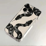Black Snake Phone Case for iPhone 17 Air 16 15 14 13 12 11 Pro Max Plus Mini  X 8 7 Soft Transparent Cover Fundas Accessory