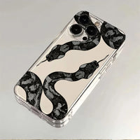 Black Snake Phone Case for iPhone 17 Air 16 15 14 13 12 11 Pro Max Plus Mini  X 8 7 Soft Transparent Cover Fundas Accessory