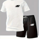 Men's fashion trend casual sports short-sleeved shorts set quick-drying sweat-absorbing soft breathable men's T-shirt set