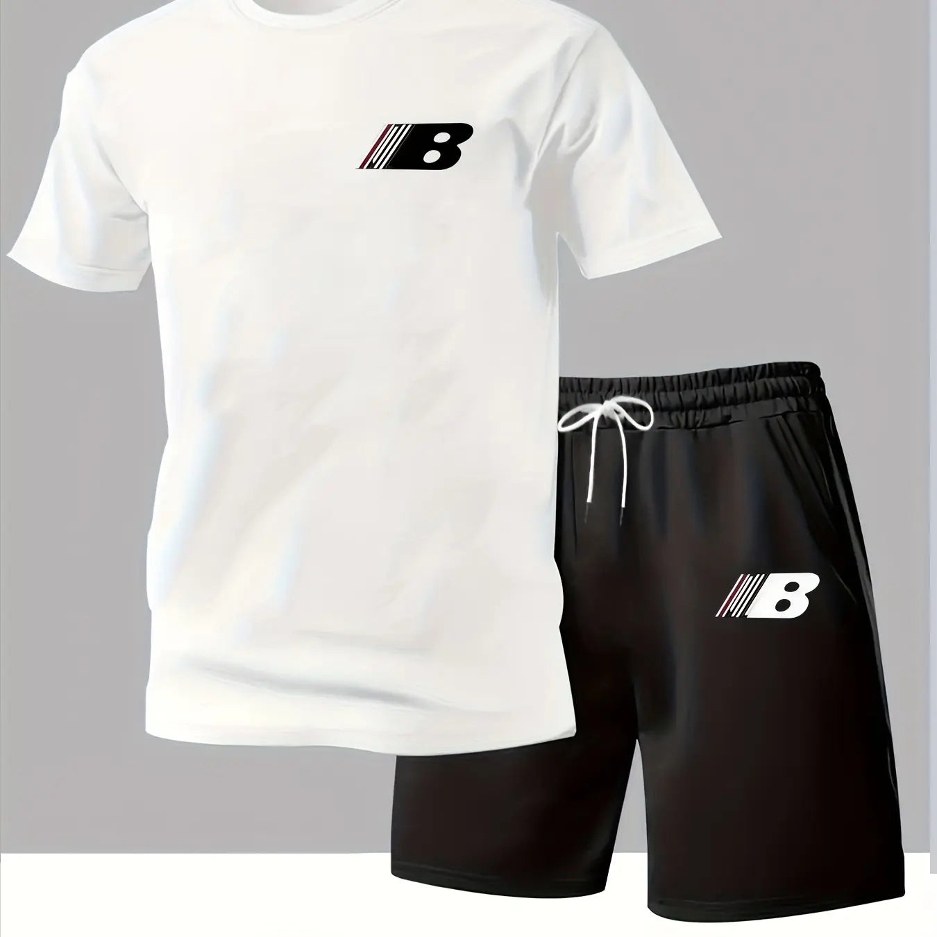 Men's fashion trend casual sports short-sleeved shorts set quick-drying sweat-absorbing soft breathable men's T-shirt set