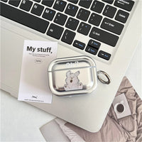 Lovely Oil Painting Puppy Mirror Earphone Case For Airpods 3 Pro 2 1 Shockproof Charging Cover For Airpods 4 Cartoon Soft Shell