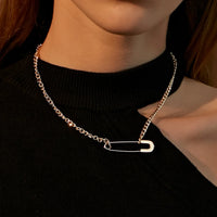 Silver Safety Pin Choker Necklace