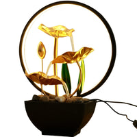Tabletop Water Fountain USB Powered Tabletop Fountain with LED Ring Lights Decor Flowing Water Ornaments for Home Office