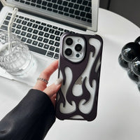Fashion Matte 3D Hollowed Flame Phone Case For iphone 17 Air 16 Pro Max 15 Plus 14 13 12 11 Electroplated Soft Back Cover capa