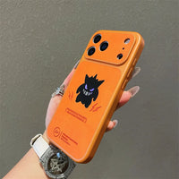 Anime Cartoon Ghost Gengar Laser Leather Texture Phone Case for iPhone 17 Air 16 15 14 13 Pro Max Shockproof Protective Cover