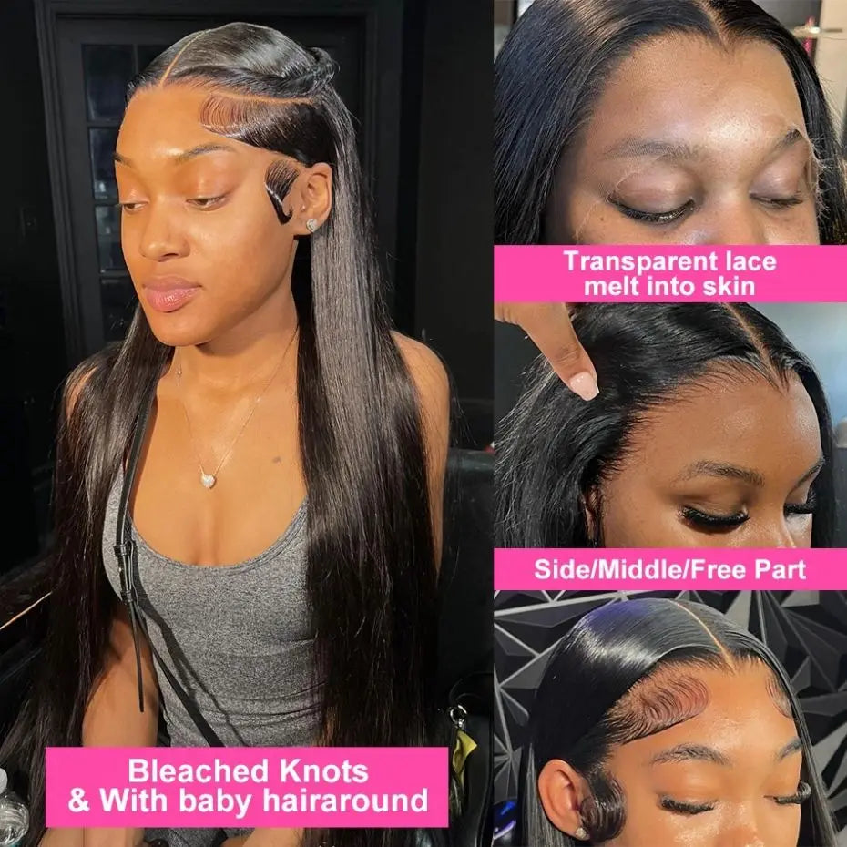Straight Human Hair Wigs HD 13x4 13x6 Lace Frontal Wig Pre Plucked Brazilian Remy HD Lace Front Wig For Women 180 Density