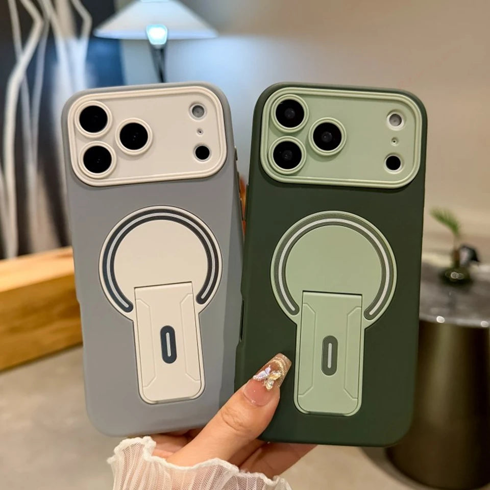 New Magnetic Stand Phone Case For iPhone 17 Air 13 11 12 14 15 16 Pro Max Plus Magsafe Official Wireless Charge Protector Cover