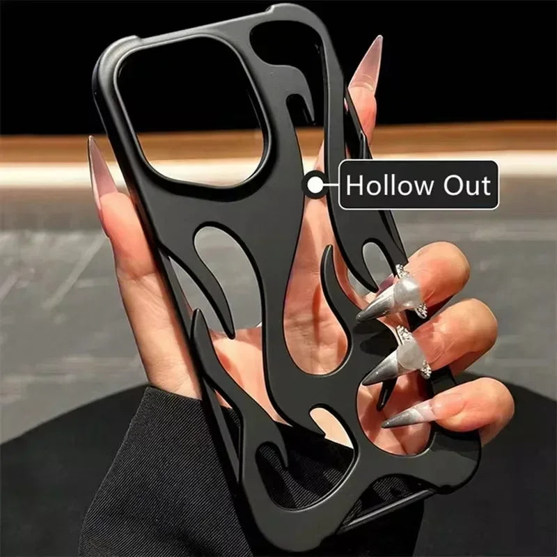 Fashion Matte 3D Hollowed Flame Phone Case For iphone 17 Air 16 Pro Max 15 Plus 14 13 12 11 Electroplated Soft Back Cover capa