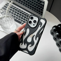 Fashion Matte 3D Hollowed Flame Phone Case For iphone 17 Air 16 Pro Max 15 Plus 14 13 12 11 Electroplated Soft Back Cover capa