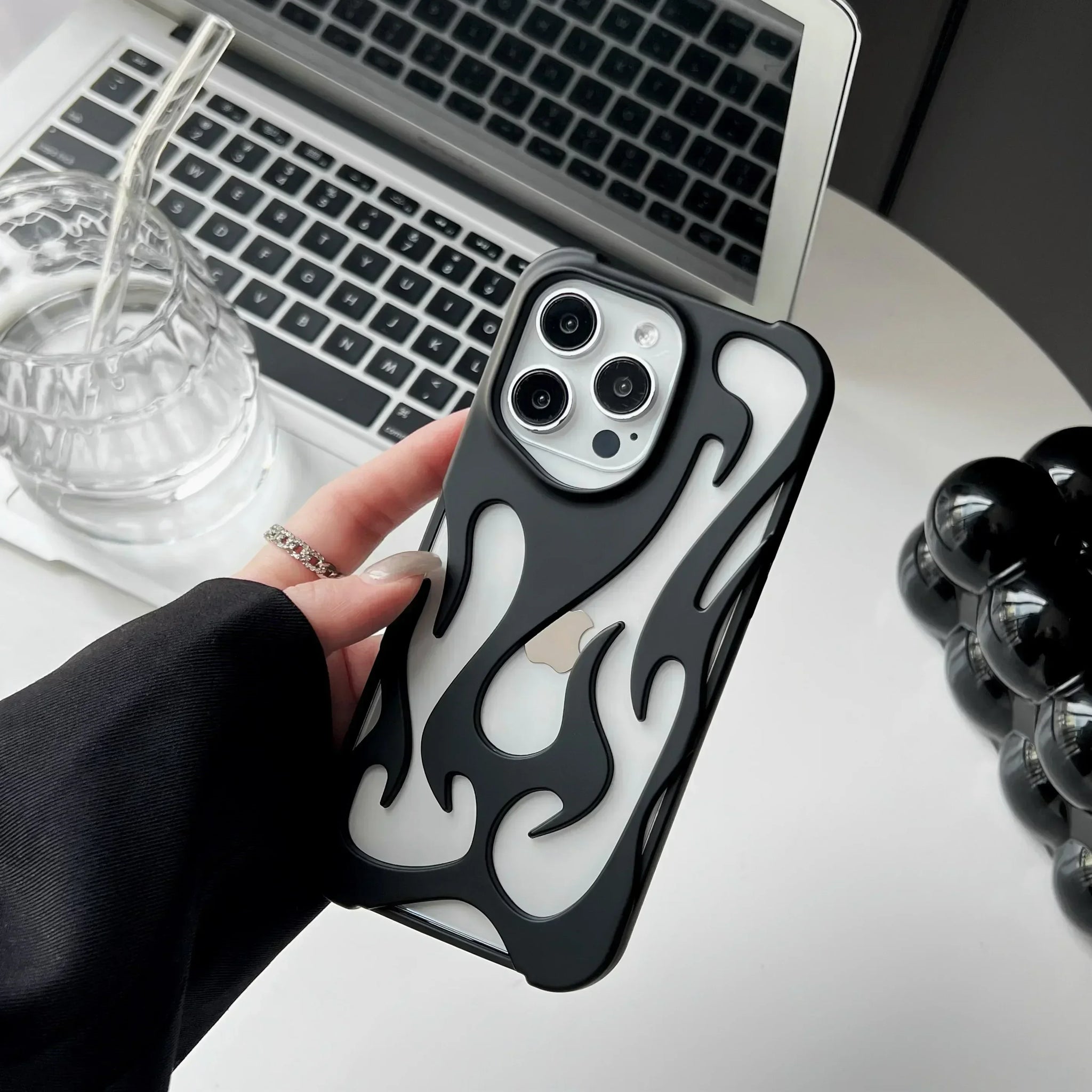 Fashion Matte 3D Hollowed Flame Phone Case For iphone 17 Air 16 Pro Max 15 Plus 14 13 12 11 Electroplated Soft Back Cover capa