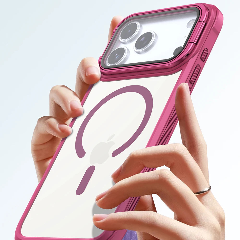 For Magsafe Glass Lens Protection Holder Phone Cases For iPhone 17 16 15 14 13 12 11 Pro Max Plus Air Shockproof Magnetic Cover