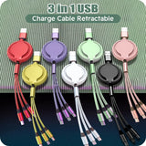 3-in-1 Retractable Multi-Port USB Fast Charging Cable