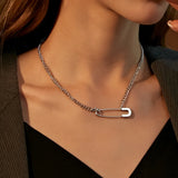 Silver Safety Pin Choker Necklace