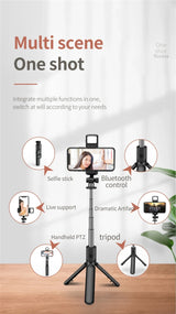 FANGTUOSI Selfie Stick Tripod Extendable Wireless Bluetooth Remote Portable Smartphone Tripod Stand Mount For iOS Android Phone