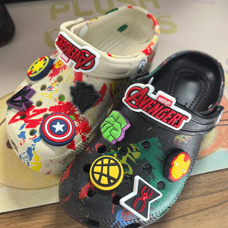 Marvel The Avengers Kids Sandals Black Eva Slippers For Boys Home Beach Summer Comfortable Anime Hole Design Children'S Shoes