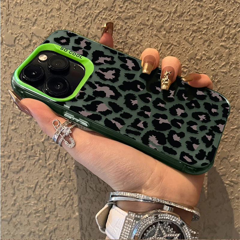 Fashion Aesthetic Leopard Print Phone Case for IPhone 17 16 15 14 13 12 11 Pro Max Plus 17 Air 16E X XR XS Max Shockproof Cover