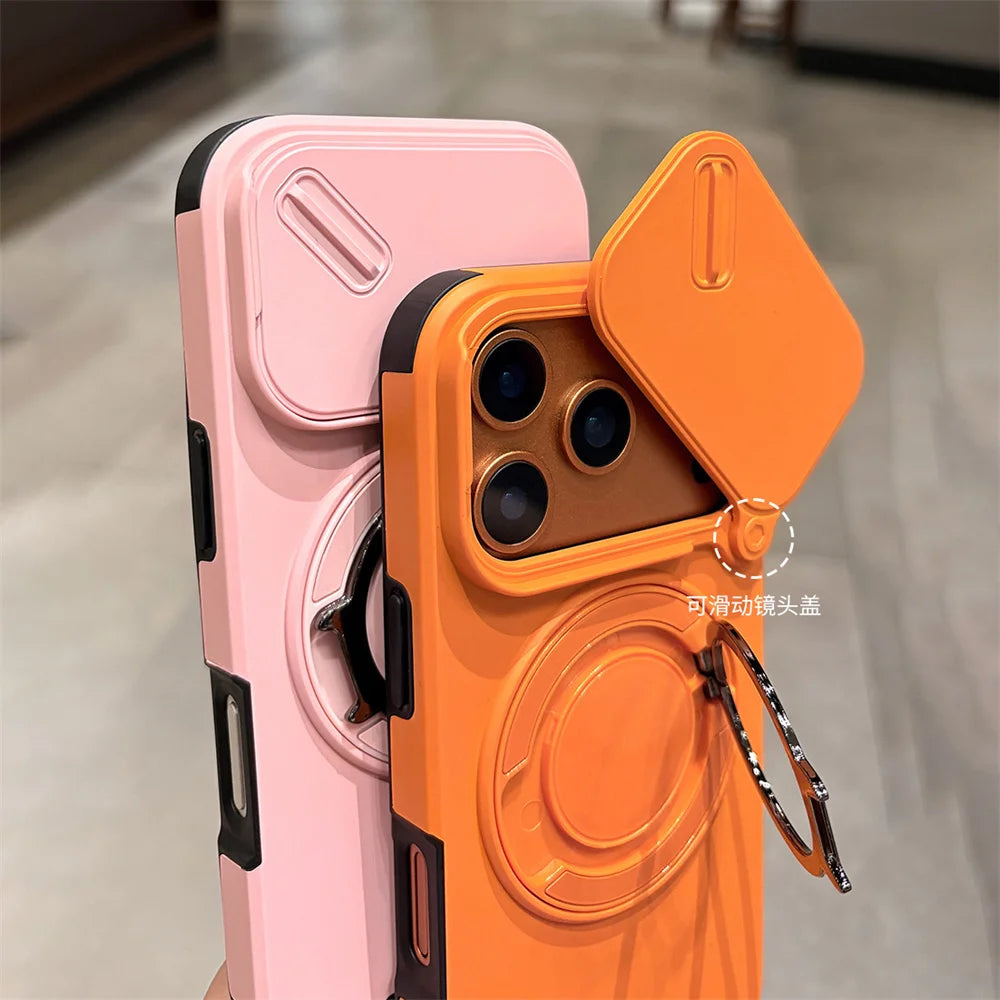 Rotating Flip Full Lens Protection Magnetic Stand Phone Case For iPhone 17 Pro Max 17Pro Air Dual Layer Protection Armor Cover