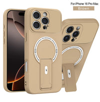 Bracket Holder Magnetic Phone Case for iPhone 16 15 14 13 12 11 Pro Max Plus 16e Matte Armor Kickstand Holder Back Cover Fundas