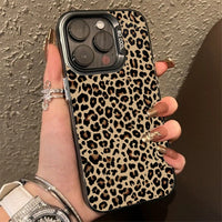 Leopard Print Pattern Electroplate Silver IMD Phone Case For iPhone 16 15 Pro Max 16E 7 8 Plus 14 13 12 11 Pro X XS XR SE2 Cover