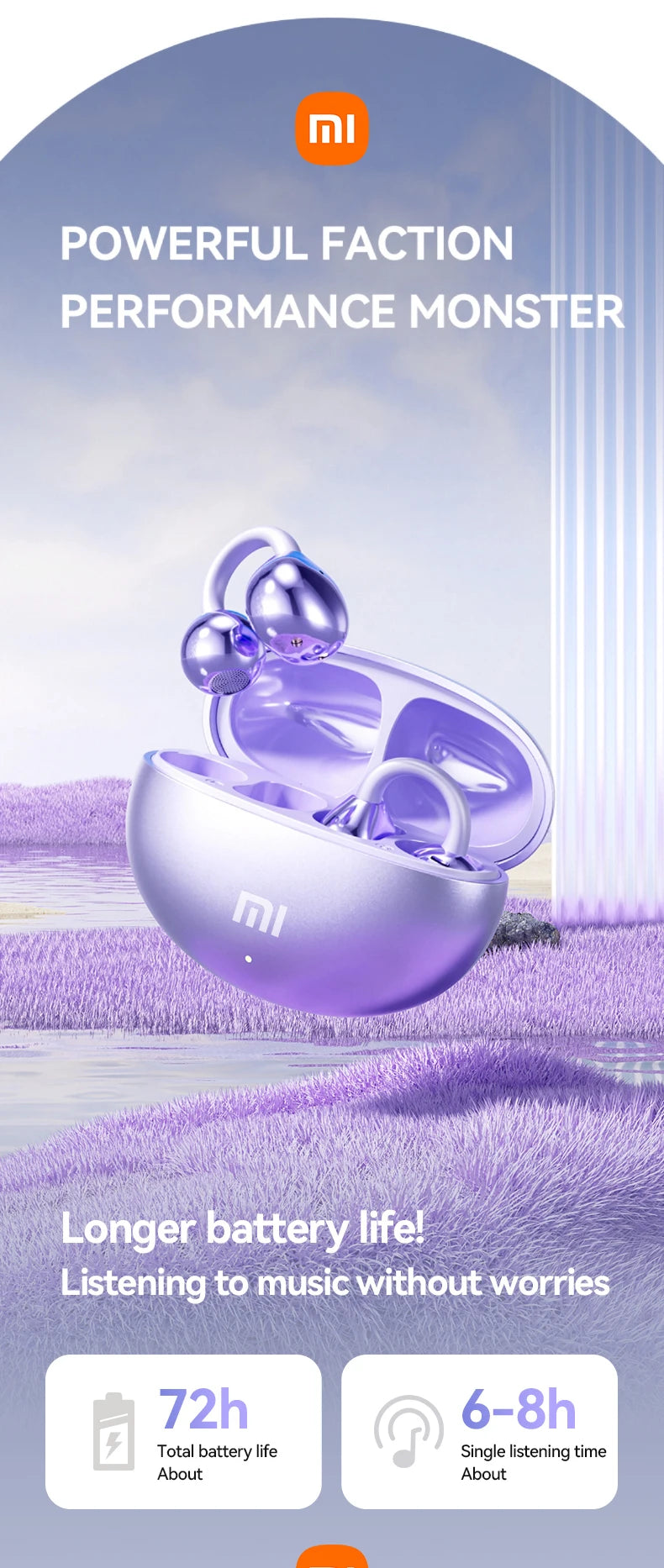 XIAOMI Mijia Wireless Earphone Open Ear M91 Ear Clip ENC Headset Bluetooth 5.4 HD Call Touch Control Headphone for Android iOS