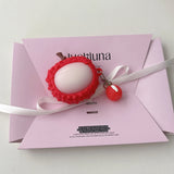 Fun Summer Stereoscopic Red Lychee Pendant Shockproof Protective Earphone Cover Case for AirPods 1 or 2 3 4 Pro 2