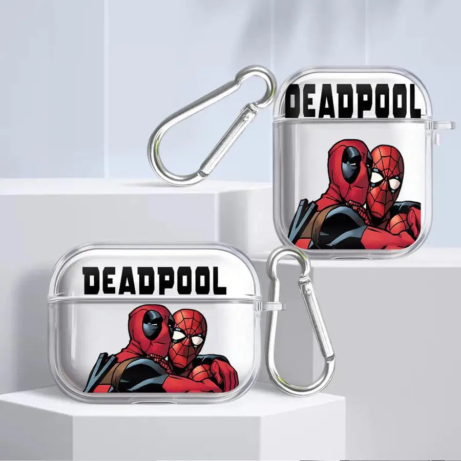 Case For Airpods 2 Pro 1 Pro3 4 3 Pro2 Clear Earphone Cases Cover Marvel Deadpool Spiderman