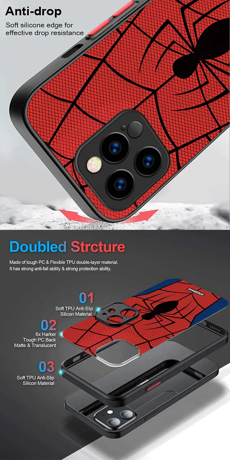 Spider Man Creative Shockproof Phone Case for IPhone 17 Air 15 16E 16 Plus 14 13 12 11 Pro Max XR X XS Max SE 2020 Bumper Cover