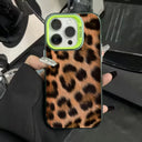 Leopard Print Pattern Electroplate Silver IMD Phone Case For iPhone 16 15 Pro Max 16E 7 8 Plus 14 13 12 11 Pro X XS XR SE2 Cover