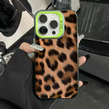 Leopard Print Pattern Electroplate Silver IMD Phone Case For iPhone 16 15 Pro Max 16E 7 8 Plus 14 13 12 11 Pro X XS XR SE2 Cover