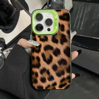 Leopard Print Pattern Electroplate Silver IMD Phone Case For iPhone 16 15 Pro Max 16E 7 8 Plus 14 13 12 11 Pro X XS XR SE2 Cover
