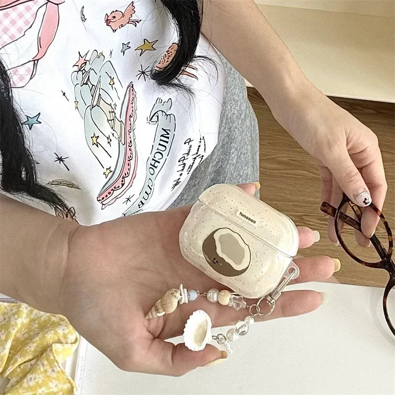 Summer Beach Crystal Coconut Fruit Pattern Airpods Protective Soft Shell Case Suitable For 4/3/2 Gen Pro2 Bluetooth Headphones