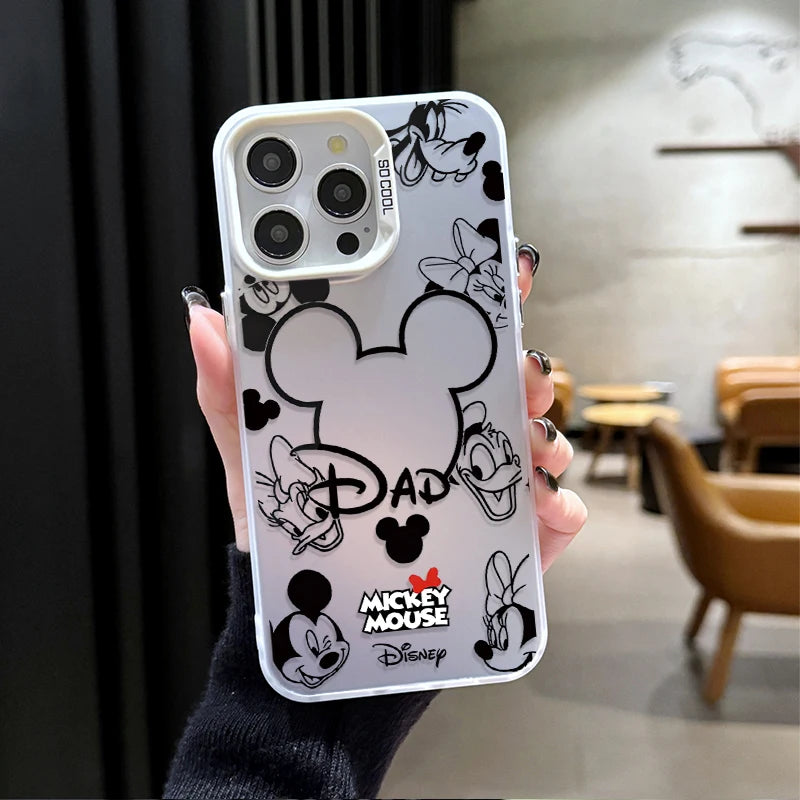 Mickey Mouse Plating Phone Case for IPhone 17 16 15 14 13 12 11 Pro Max Plus 17 Air 16E X XR XS Max Hard Shockproof Bumper Cover