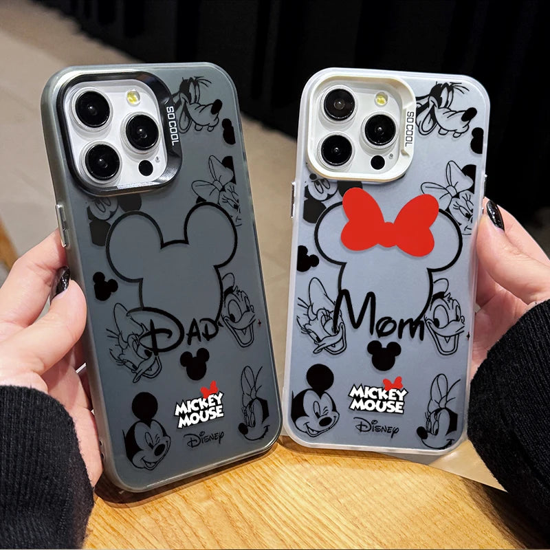 Mickey Mouse Plating Phone Case for IPhone 17 16 15 14 13 12 11 Pro Max Plus 17 Air 16E X XR XS Max Hard Shockproof Bumper Cover