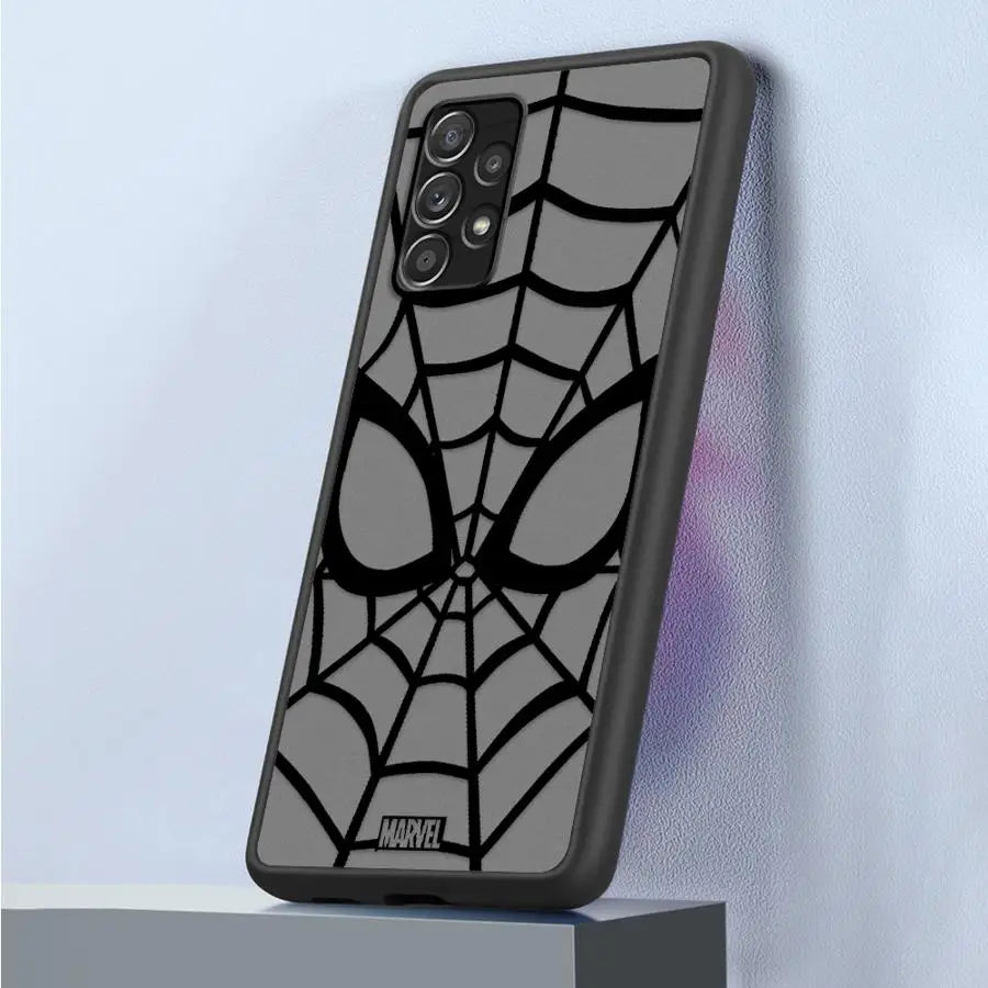 Marvel Spider Man Logo Phone Case for Samsung Galaxy A56 A21s A35 A26 A22 A25 A71 A72 A24 A34 A36 Black Edge