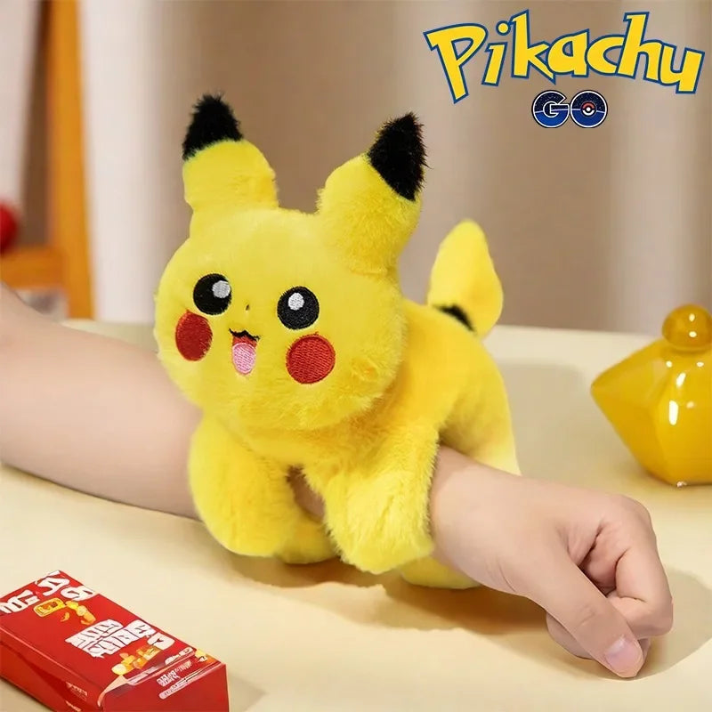 Pikachu Snap Bracelets Clap Soft Stuffed Doll Toys Anime Kawaii Boys Girls Wristband Creative Rotating Tail Clap Circle Kids Toy