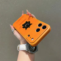 Anime Cartoon Ghost Gengar Laser Leather Texture Phone Case for iPhone 17 Air 16 15 14 13 Pro Max Shockproof Protective Cover