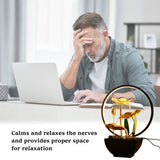 Tabletop Water Fountain USB Powered Tabletop Fountain with LED Ring Lights Decor Flowing Water Ornaments for Home Office