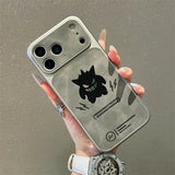 Anime Cartoon Ghost Gengar Laser Leather Texture Phone Case for iPhone 17 Air 16 15 14 13 Pro Max Shockproof Protective Cover