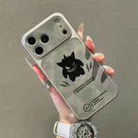 Anime Cartoon Ghost Gengar Laser Leather Texture Phone Case for iPhone 17 Air 16 15 14 13 Pro Max Shockproof Protective Cover