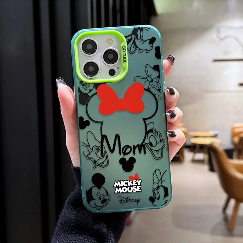 Mickey Mouse Plating Phone Case for IPhone 17 16 15 14 13 12 11 Pro Max Plus 17 Air 16E X XR XS Max Hard Shockproof Bumper Cover