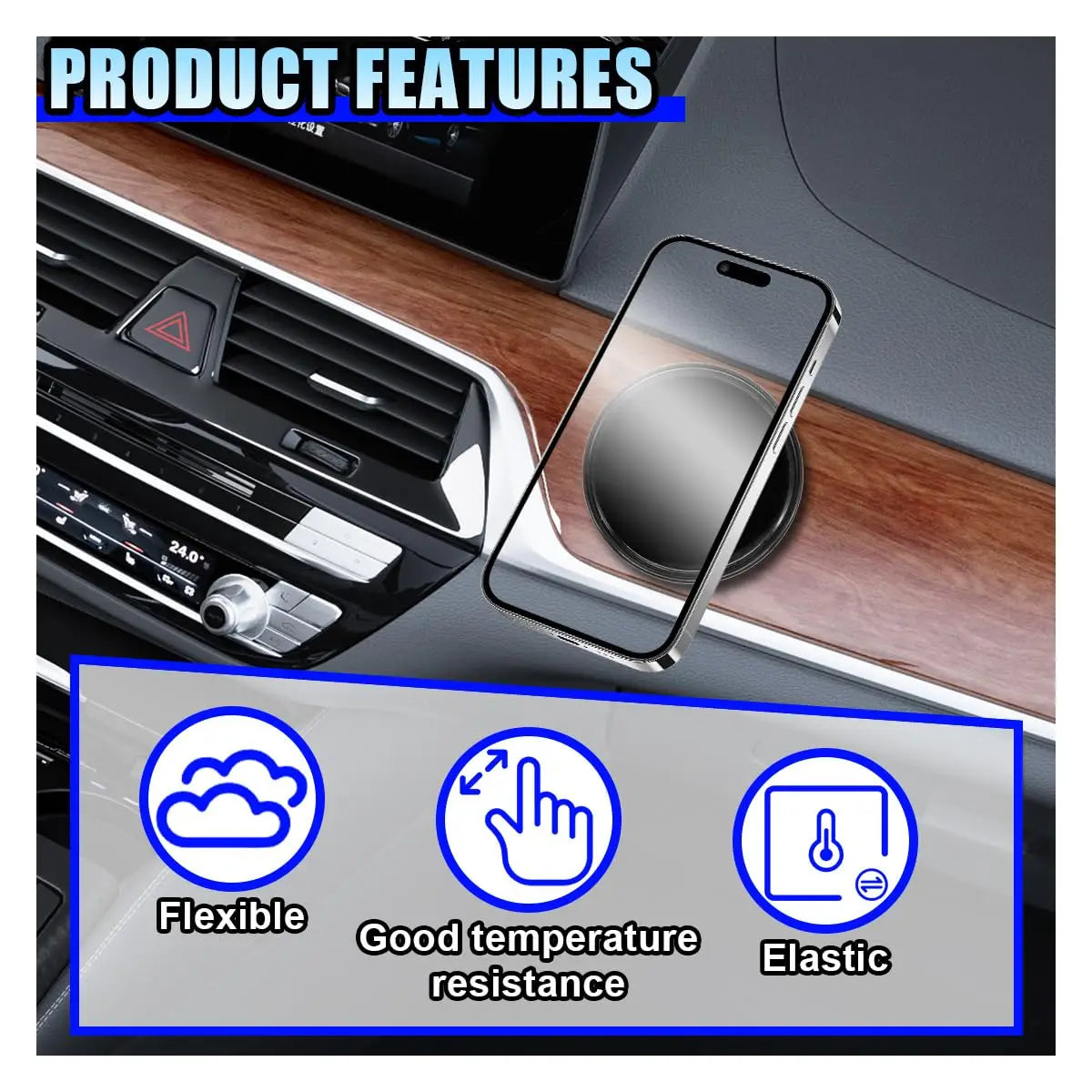 3PCS Car Dashboard Non-Slip Mats, Removable Sticky Silicone Gel Pad, Multi-Functional Auto Magic Gel Holder Stick to Cell Phone