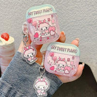 Earphone Case For Airpods 4 Pro 2 1 2 3  Cute Sanrio My Melody Piano Wireless Bluetooth Headset Protective Cover With Pendant
