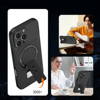 Bracket Holder Magnetic Phone Case for iPhone 16 15 14 13 12 11 Pro Max Plus 16e Matte Armor Kickstand Holder Back Cover Fundas