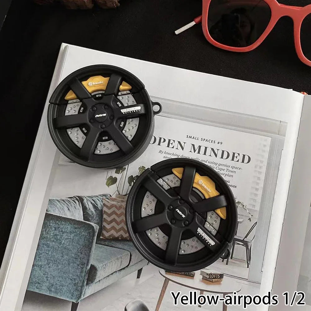 Creative 3D Car Tires Shape Case For AirPods 1 2 4 3 Airpod Pro 2 Bluetooth Earbuds Charging Box Protective Earphone Case Cover