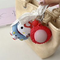 Fun Summer Stereoscopic Red Lychee Pendant Shockproof Protective Earphone Cover Case for AirPods 1 or 2 3 4 Pro 2